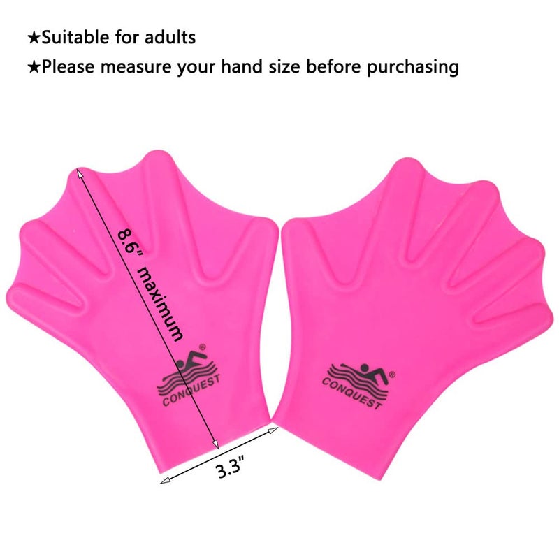 Silicone Webbed Swimming Gloves Aqua Fit Swim Training Gloves Web Gloves Swimming,Closed Full Finger Webbed Water Gloves Unisex Adult,2PCS